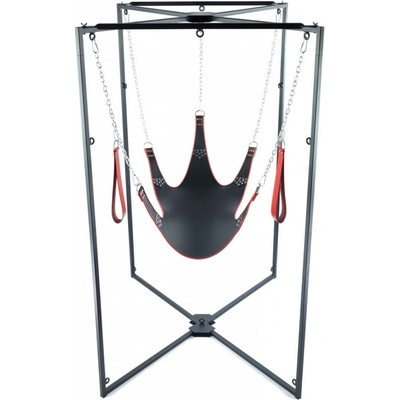 Mr Sling Complete Sling Kit Black-Red, erotická houpačka s rámem pro uchycení, smyčky na nohy + příslušenství