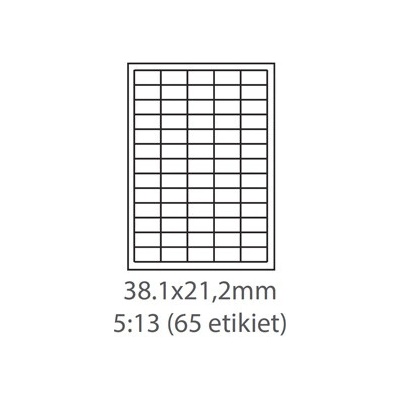 etikety samolepiace 38,1mm x 21,2mm univerzálne biele 65ks/A4 (100 listov A4/bal.)