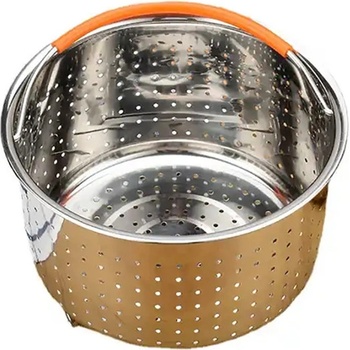 Izibizi Кошница за пържене и готвене на пара Izibizi SSST-IZB, 3.8 л, Разглобяема дръжка, Разделител, Инокс/оранжев (SSST-IZB)