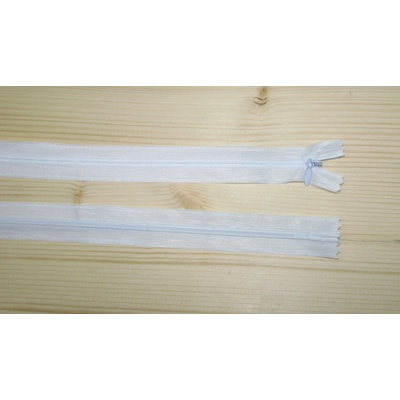 Zips krytý 3mm nedeliteľný 65cm biely dederon