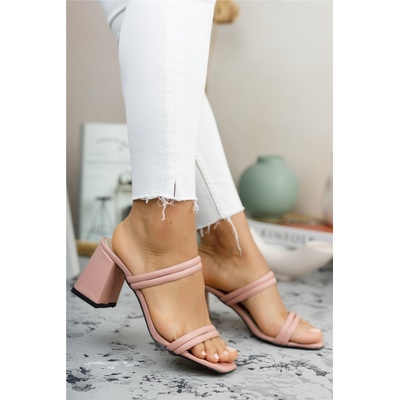 Riccon Дамски чехли с ток 0012222 - Пудра #325880 (325880_Пудра)