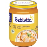 Bebivita Био ястие Bebivita - Ориз с моркови и пуешко месо, 190 g (15005-01) - baby