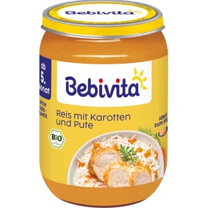 Bebivita Био ястие Bebivita - Ориз с моркови и пуешко месо, 190 g (15005-01) - baby