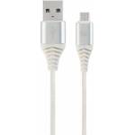 Gembird CC-USB2B-AMMBM-1M-BW2 Gembird premium micro USB 2.0 cable AM-MBM5P (metal plugs, braid) 1m, silver/bia