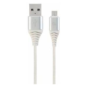 Gembird CC-USB2B-AMMBM-1M-BW2 Gembird premium micro USB 2.0 cable AM-MBM5P (metal plugs, braid) 1m, silver/bia