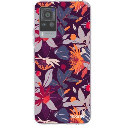 Pouzdro Picasee silikonové Vivo X60 Pro 5G Purple Leaf čiré