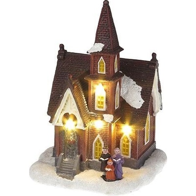 MagicHome Dekorácia Kostol 4 LED teplá biela 3xAA interiér 12,50x12,30x18 cm