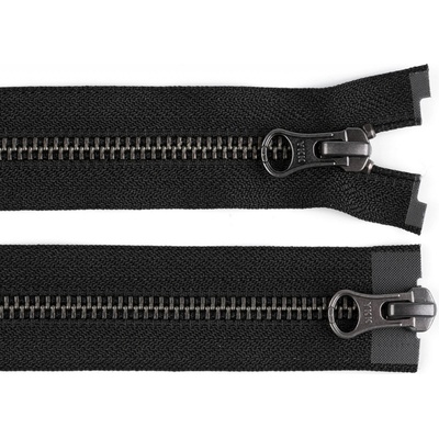 Prima-obchod Zip kovový YKK No 5 dělitelný 2 jezdce / dvoucestný 70 cm na kožené bundy, barva černá černý nikl