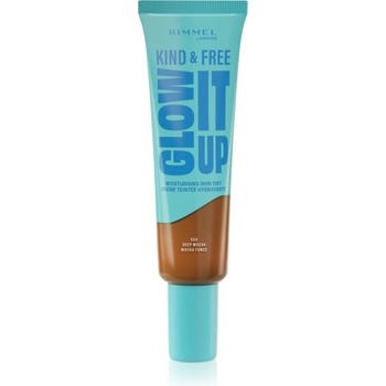 Rimmel London Kind & Free Glow It Up Moisturising Skin Tint hydratační make-up pro citlivou suchou a normální pleť 504 Deep Mocha 30 ml