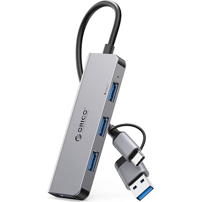 ORICO 4-ри портов USB-A хъб с 3 х USB-A 2.0 и 1 х USB-A 3.0 порта - Orico YSA5-U3 USB-А 3.0 Hub 4 Port (тъмносив) (YSA5-U3)