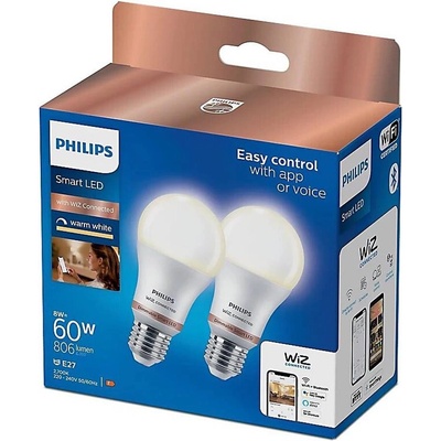 Philips SADA 2x LED Stmievateľná žiarovka Philips A60 E27/8W/230V Wi-Fi P6618