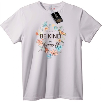 NOONEBRAND Тениска Бъди Добър към Себе Си Цветна - S, White