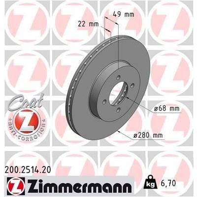 Brzdový kotúč ZIMMERMANN 200.2514.20