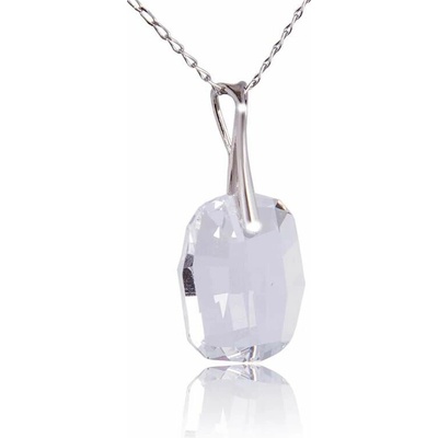 Swarovski Elements Stříbrný náhrdelník bílý zkosený obdélník 34254.2 Crystal