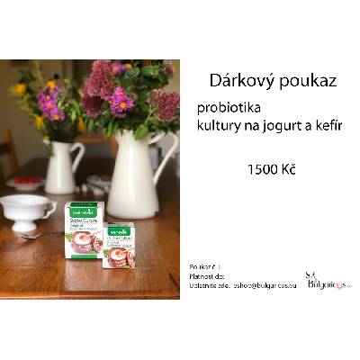 Dárkový poukaz na probiotika, jogurtové a kefírové kultury hodnota poukazu: 1500 Kč