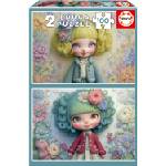 Educa Детски пъзел Educa от 2 х 100 части - Момичета с цветя (EDU20499) - baby