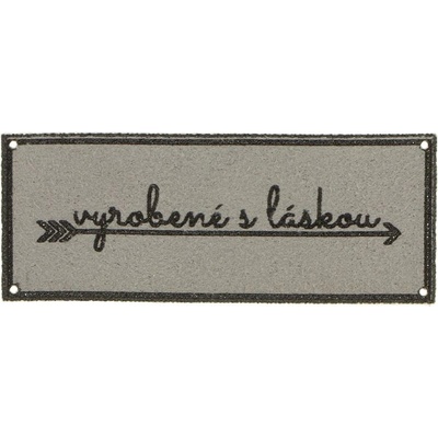 Nášivka Vyrobila s Láskou 5 x 2 cm sivá