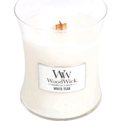 WoodWick White Teak ароматна свещ с дървен фитил 275 гр