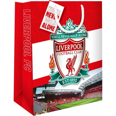 Dárková taška Liverpool FC, červenobílá, provázkové úchyty