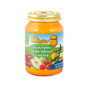 Слънчо био пюре ябълка и шипка - 190 г