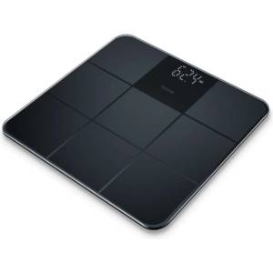 Beurer GS 235 - дигитална везна за баня, 180 кг, магически LED дисплей, против хлъзгане - черна