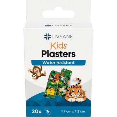 LIVSANE Náplasti Detské prúžky (zvieratká) 19x72 mm 20 ks