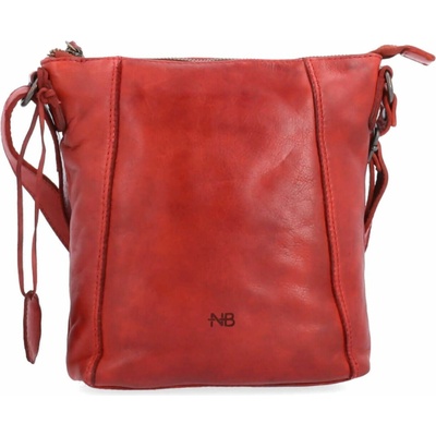 Noelia Bolger Kožená kabelka crossbody s prešívaním malá červená