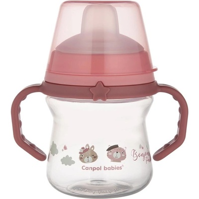 Canpol Babies nevylievací hrnček s mäkkým náustkom Bonjour ružový 150 ml