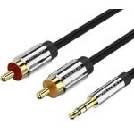Vention 3, 5 мм жак/M - 2RCA/M, (аудио, позлатено покритие, метален корпус), 1, 5 м, кабел