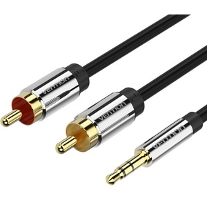 Vention 3, 5 мм жак/M - 2RCA/M, (аудио, позлатено покритие, метален корпус), 1, 5 м, кабел