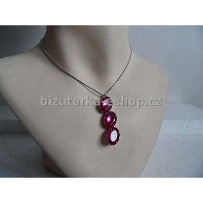 bizuterka-eshop.cz Řetízek stríbrný + přívěšek s fuchsia kamínky BZ-03506