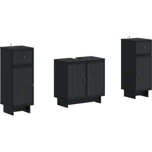 vidaXL 3 частен комплект за баня EDE Черно Инженерна дървесина (3417982)