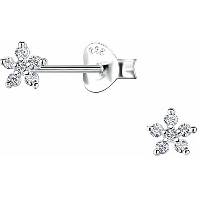 Nefertitis 34119 Stříbrné náušnice pecky se zirkony SMALL FLOWER NF61017 4 mm, 0,46 g