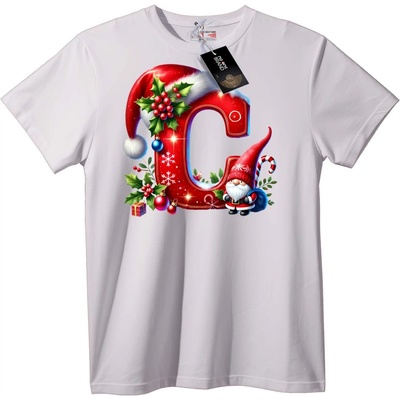 NOONEBRAND Тениска Коледна Буква C - 2XL, Black