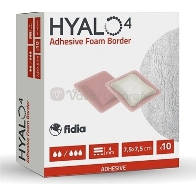 Hyalo4 Adhesive Foam Border Silikónové adhezívne penové krytie s okrajmi 7,5 x 7,5 cm 10 ks