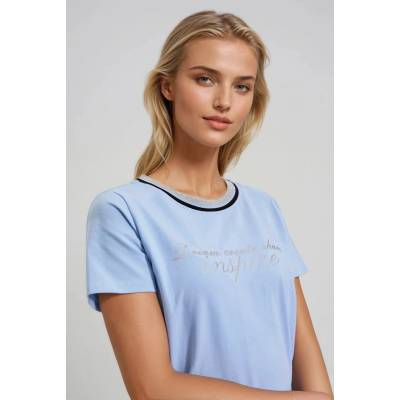 Moodo Светлосиня блуза с надпис Moodo Moodo | Sin | ЖЕНИ | XXL