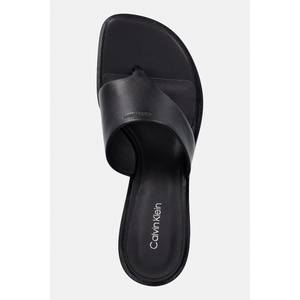 Calvin Klein джапанки дамски от кожа BLOCK HEEL SNDL THONG LTH (HW0HW03017) - answear - 156,45 лв