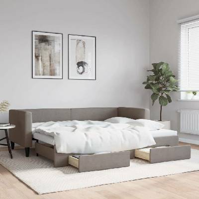 vidaXL Válenda s přistýlkou a zásuvkami taupe textil