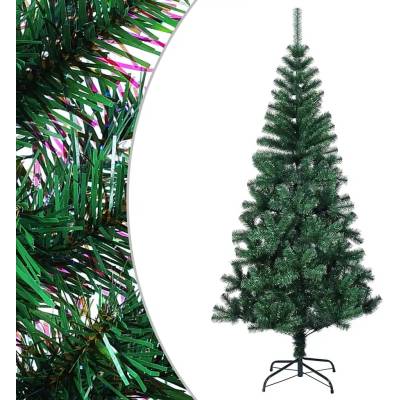 VidaXL Umelý vianočný stromček 120 cm zelený PVC s opalizujúcimi končekmi, oceľový stojan