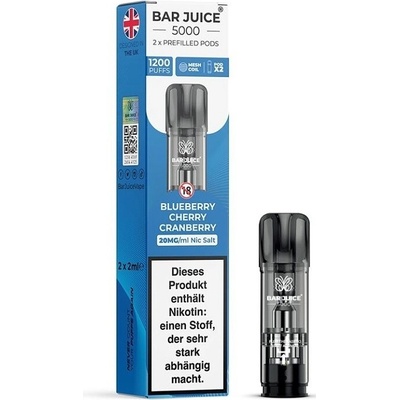 Bar Juice 5000 Pod Blueberry Cherry Cranberry 20 mg 600 potáhnutí 2 ks
