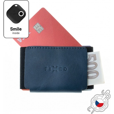 Kožená peněženka FIXED Smile Tiny Wallet se smart trackerem FIXED Smile PRO, modrá FIXSM-STN2-BL