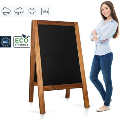 A-Z Reklama CZ Voděodolný venkovní Dřevěný poutač 650x1170 s křídovou tabulí 530x800 mm - PMPWRAB65X117 - Tmavě hnědý