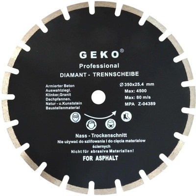 Kotouč řezný diamantový segmentový na asfalt 350x25,4mm GEKO G00279