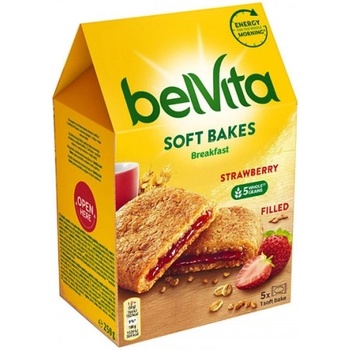 belVita Пълнозърнести бисквити Belvita Soft пълнеж ягода 250гр