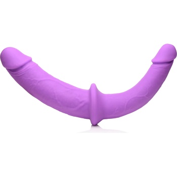 Image 1 of Strap U Double Charmer Silicone Double Dildo with Harness Purple