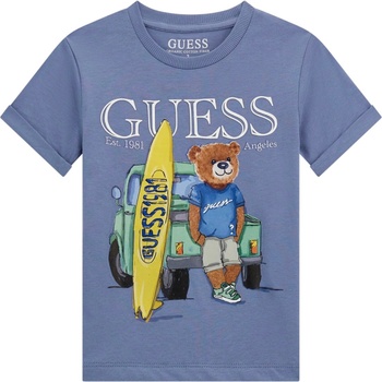 Guess Тениска с къс ръкав Guess - Щампа на мече с камионче, синя, 18 м (20252-N5GI04-K8HM4-G7GD-18M)
