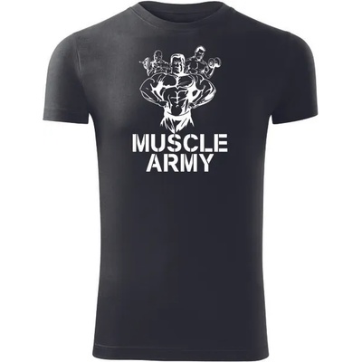 DRAGOWA Фитнес тениска с къс ръкав Muscle Army Team, черна, 180 г/м2 (4199)