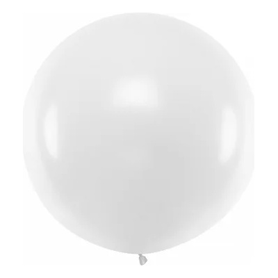 PartyDeco Бял кръгъл латексов джъмбо балон 1 м
