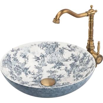 Rea Rea-u3608 - Мивка за плот juliana 40 см керамика/бяла/синя (re0285)