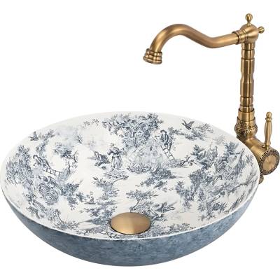 Rea Rea-u3608 - Мивка за плот juliana 40 см керамика/бяла/синя (re0285)